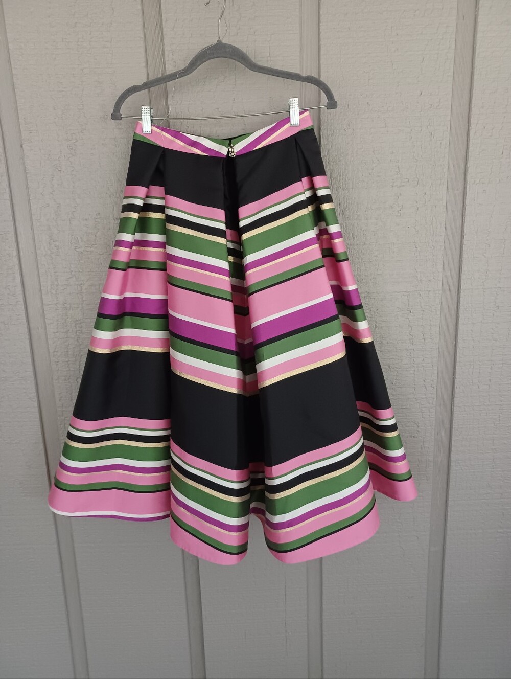 Kate Spade Metallic Festive Multi Stripe Skirt Size 2 Preppy High Waist Defect - Picture 2 of 16